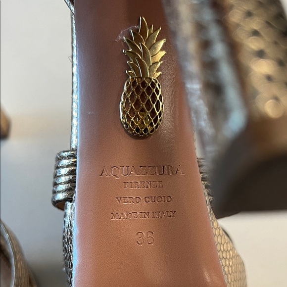 Aquazzura Metallic Champagne Strappy Heels - Picture 4 of 10